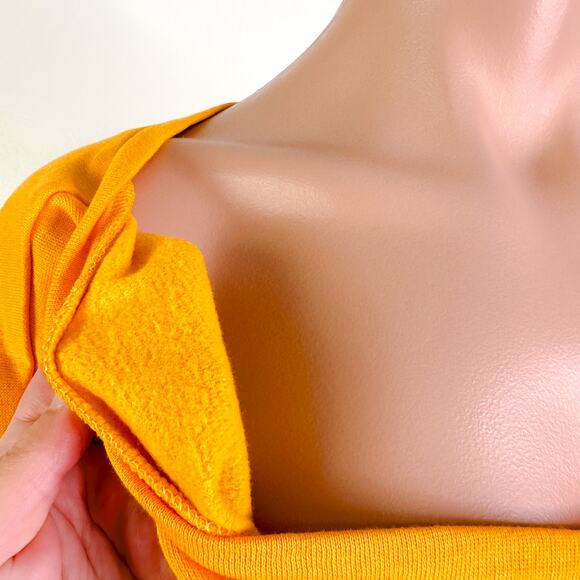 BP V Neck Long Sleeve Oversized Cropped Sweatshirt Mustard Yellow Large NWT - Picture 4 of 9